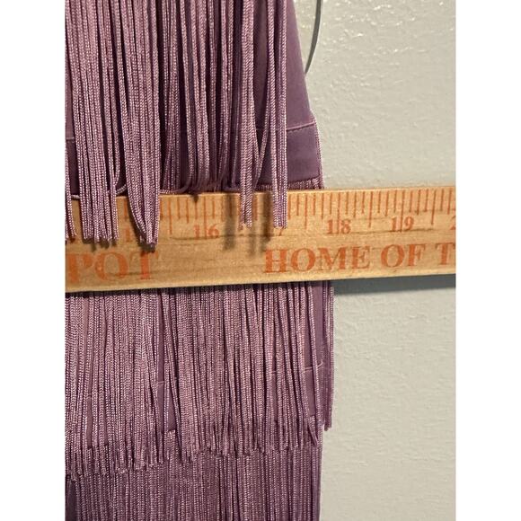 Mandalay 14 Dress Fringe Studded Gems Designer Bodycon Midi Purple VTG Flapper - Picture 11 of 11